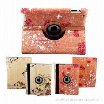Flower Pattern New Leather Cases for iPad, 360 Degrees Rotating Stand